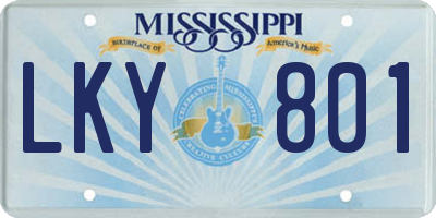 MS license plate LKY801