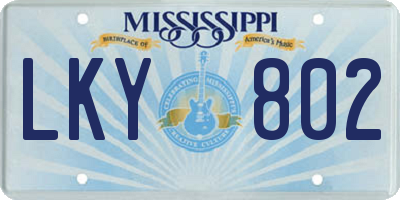 MS license plate LKY802