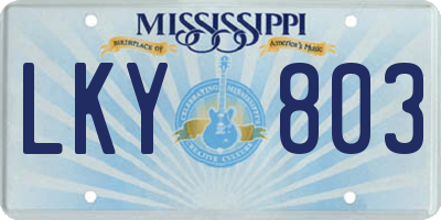 MS license plate LKY803