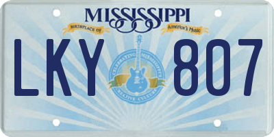 MS license plate LKY807