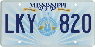 MS license plate LKY820