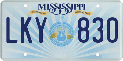 MS license plate LKY830