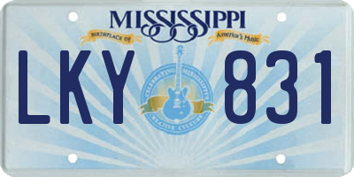 MS license plate LKY831
