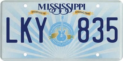 MS license plate LKY835