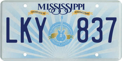 MS license plate LKY837