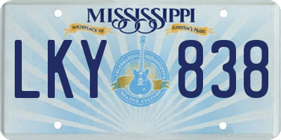 MS license plate LKY838
