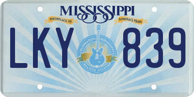 MS license plate LKY839