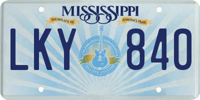 MS license plate LKY840
