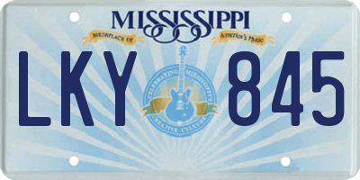 MS license plate LKY845