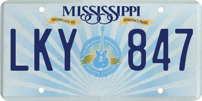 MS license plate LKY847