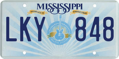 MS license plate LKY848