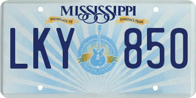 MS license plate LKY850