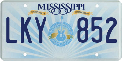 MS license plate LKY852