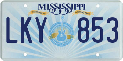 MS license plate LKY853