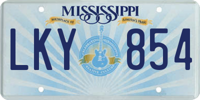 MS license plate LKY854