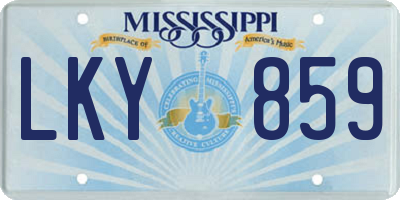 MS license plate LKY859