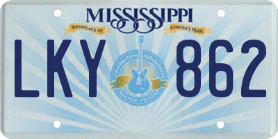 MS license plate LKY862