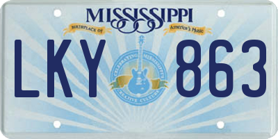 MS license plate LKY863