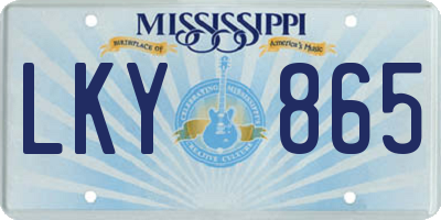 MS license plate LKY865