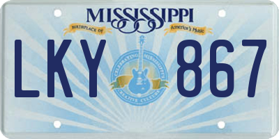 MS license plate LKY867