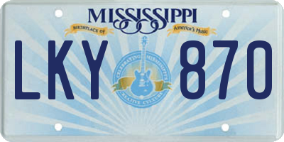 MS license plate LKY870