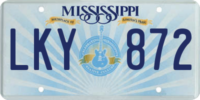 MS license plate LKY872