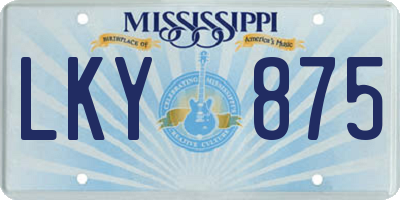 MS license plate LKY875