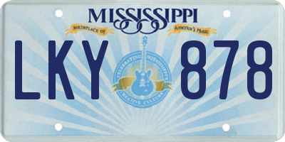 MS license plate LKY878