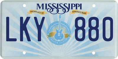 MS license plate LKY880