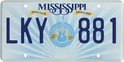 MS license plate LKY881