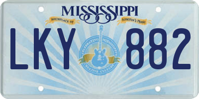 MS license plate LKY882