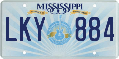 MS license plate LKY884