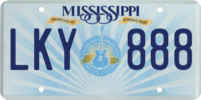 MS license plate LKY888