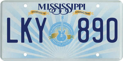 MS license plate LKY890