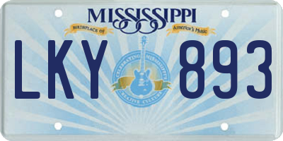 MS license plate LKY893