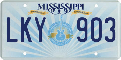 MS license plate LKY903