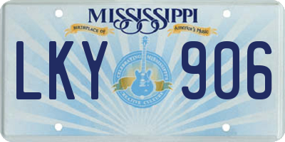 MS license plate LKY906