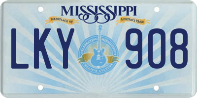 MS license plate LKY908