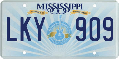 MS license plate LKY909