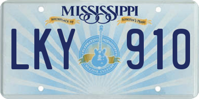 MS license plate LKY910
