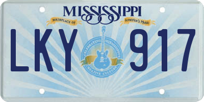 MS license plate LKY917