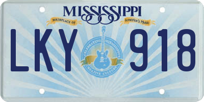 MS license plate LKY918