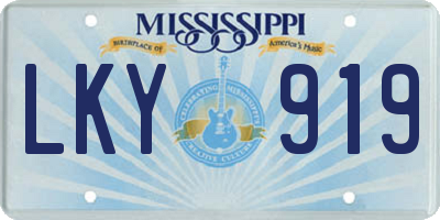 MS license plate LKY919