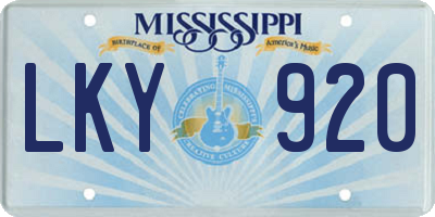 MS license plate LKY920