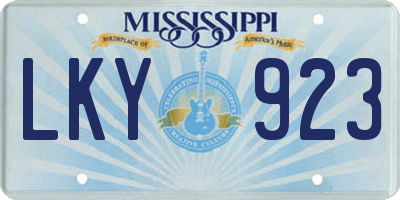 MS license plate LKY923