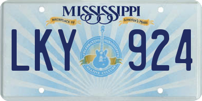 MS license plate LKY924