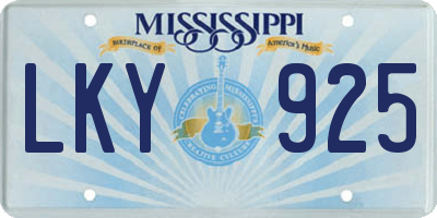 MS license plate LKY925