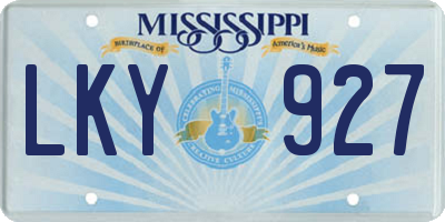 MS license plate LKY927