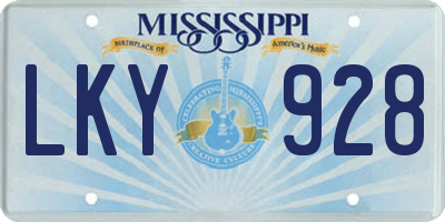 MS license plate LKY928