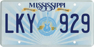 MS license plate LKY929